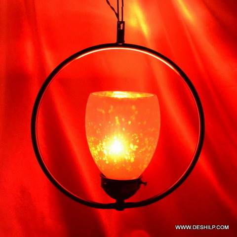 SILVER FINISH RED GLASS WALL HANGING