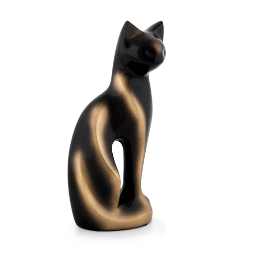Enamel Spirit Of Cat Figurine Urn Antique Bronze