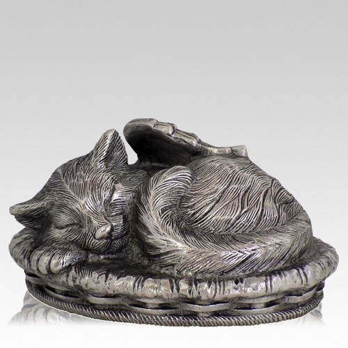 Beautiful Angel Cat Cremation Urn Silver