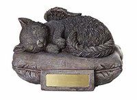 Beautiful Angel Cat Cremation Urn Silver