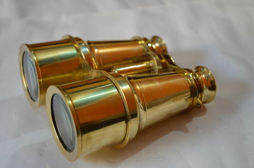Brass Maritime Nautical 6" Binocular Telescope Magnification: 15