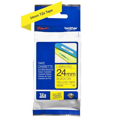 Brother Genuine Black on Yellow P-Touch Tape(TZe-651)
