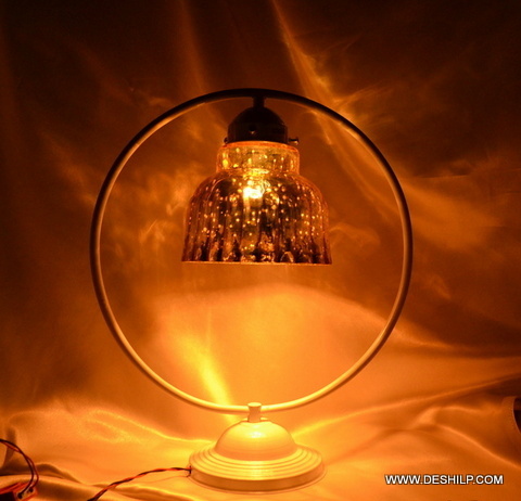 SILVER FINISH GLASS TABLE LAMP