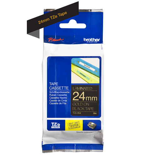 Brother Genuine Gold on Black P-Touch Tape(TZe-354) 