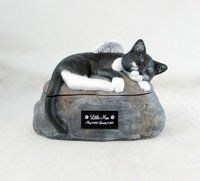 Sleeping Angel Cat Cremation Urn Custom Painted