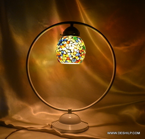 STUDY GLASS TABLE LAMP WITH ANTIQUE FITTING
