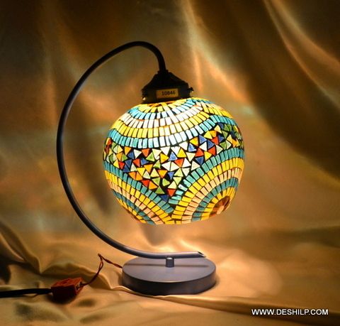 MULTI MOSAIC GLASS STUDY LAMP