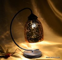 SILVER FINISH ANTIQUE GLASS TABLE LAMP