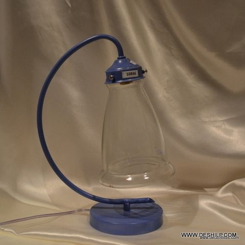CLEAR GLASS AND BLUE FITTING COMBO TABLE LAMP FOR NIGHT STUDY