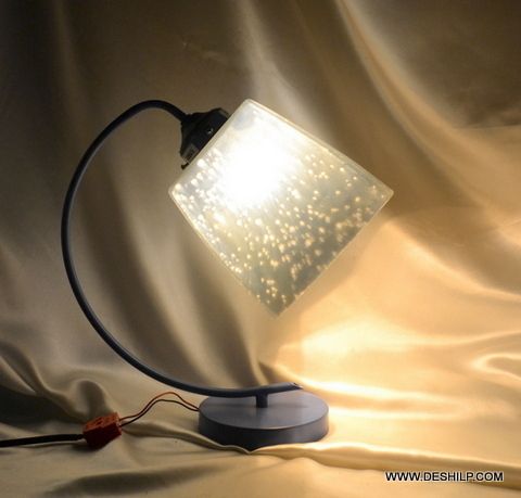 SILVER POLISH GLASS TABLE LAMP