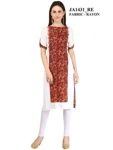 Straight Rayon Printed Kurti