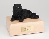 Cat Figurine Cremation Urn with Smooth wood