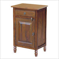 Wooden Colonial Bedside Cabinet - Solid Wood, Hand-carved Finish | Termite-resistant, Magazine Rack, Ample Storage