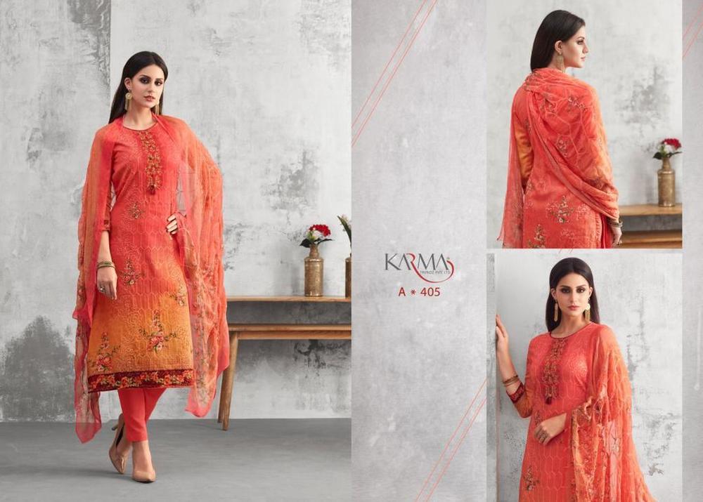 Orange Pure Cotton Digital Printed Salwar Suits
