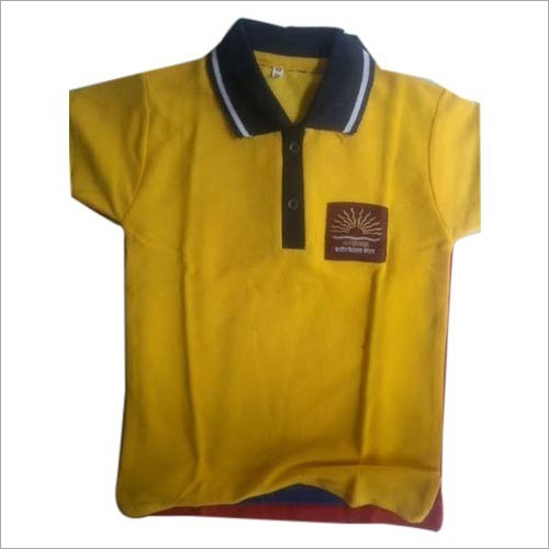 School Half Sleeves Sports T-Shirt Collar Style: Classic
