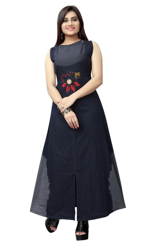Designer Denim Kurti Bust Size: 36 To 44 Up Inch (In)