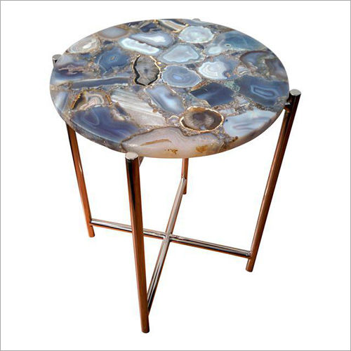 Marble Top Metallic Side Table