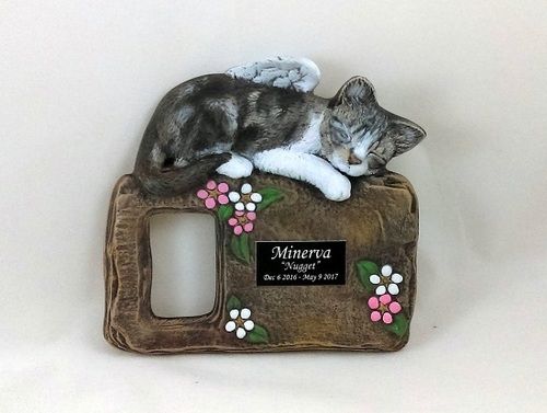 CUSTOM PAINTED CERAMIC MEMORIAL CAT PICTURE FRAME