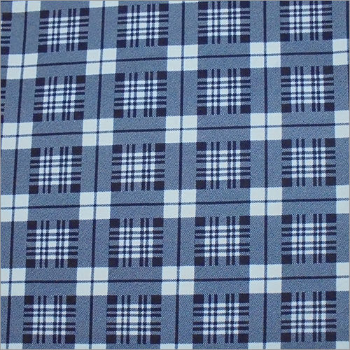 Blue Knitted  Check Printed Fabric