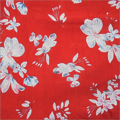 Washable Soimoi Red Rayon Crepe Printed Fabric