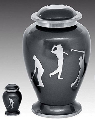 Golf Sports Accent Large Brass Cremation Urn Set