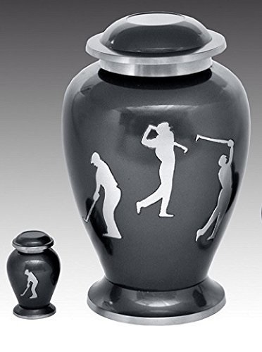Golf Sports Accent Large Brass Cremation Urn Set