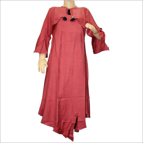 Ladies Kurties - Rayon, Multiple Sizes, Knee Length, Pink Color | Comfortable Fabric, Elegant Look, Stylish Design, Bell Sleeves, A-line Style