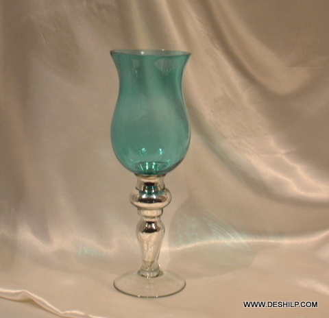 Sky blue COLORFUL GLASS FLOWER VASE