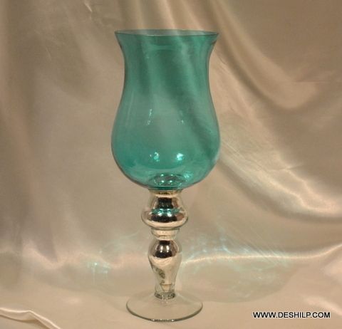 SKY BLUE GLASS FLOWER VASE