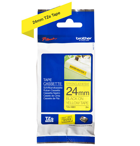 Brother Genuine Black on Yellow P-Touch Tape(TZe-S651) 