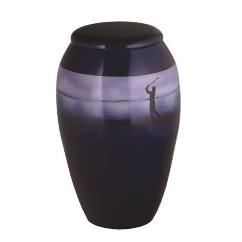 GOLF SCENE HAND PAINTED URN