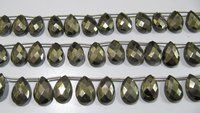 Natural Pyrite Pear Shape Briolette Faceted Beads