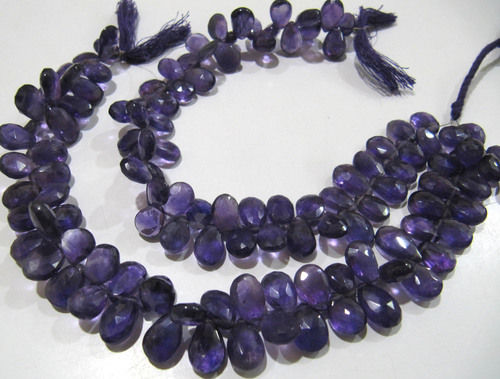 Natural Amethyst pear Shape Faceted Beads 8x12mm To 9x14mm Strand 10 Inches