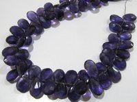 Natural Amethyst pear Shape Faceted Beads 8x12mm To 9x14mm Strand 10 Inches