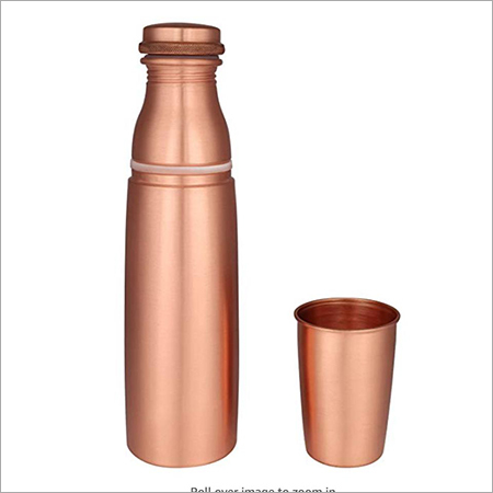 Copper Water Bottle with Glass Cap