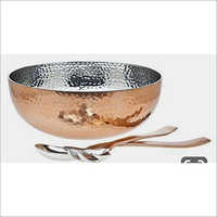 Copper Bowl With Spoons - Copper Material, Round Design | Vintage Style For Serving Dishes, Smooth Edges For Comfort And Elegance