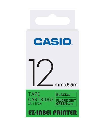 12mm Black on Green Casio Tape(CG49) 