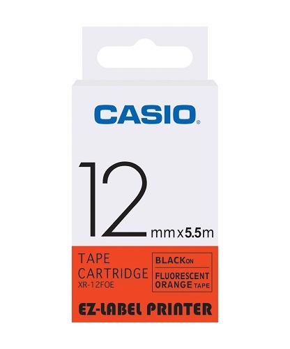 12mm Black on Orange Casio Tape(CG47)