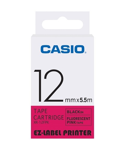 12mm Black on Pink Casio Tape (CG46)