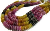 Natural Multi Sapphire German Cut Rondelle Faceted Shape Beads