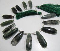 Natural Moss Green Jasper Pear Shape Plain Smooth Briolette beads