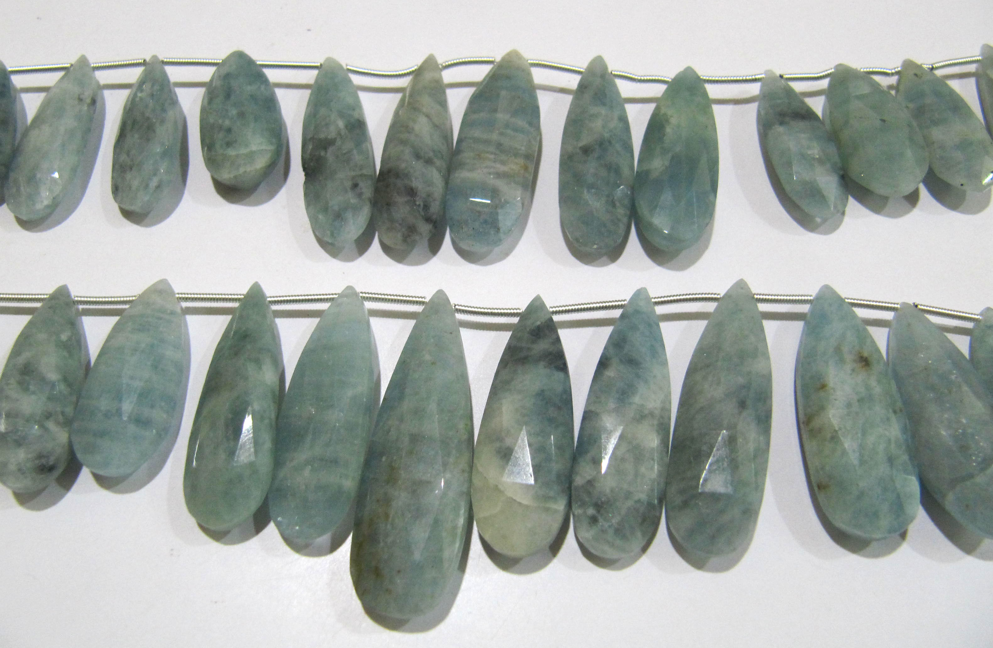 Natural Aquamarine Pear Shape Faceted Briolette beads 10x25mm To 12x40mm