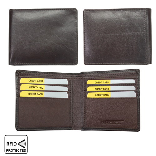 Men Leather Bi-Fold Anti-Theft Slim Wallet