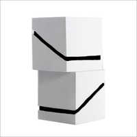 Watch Gift Box - Cardboard, 10x10x5 Cm | White Color, Magnetic Closure, Velvet Padding, Burlap Style Design