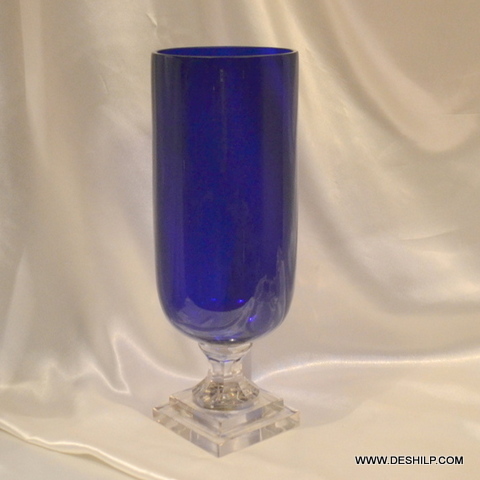 BLUE COLOR CRYSTAL GLASS FLOWER VASE