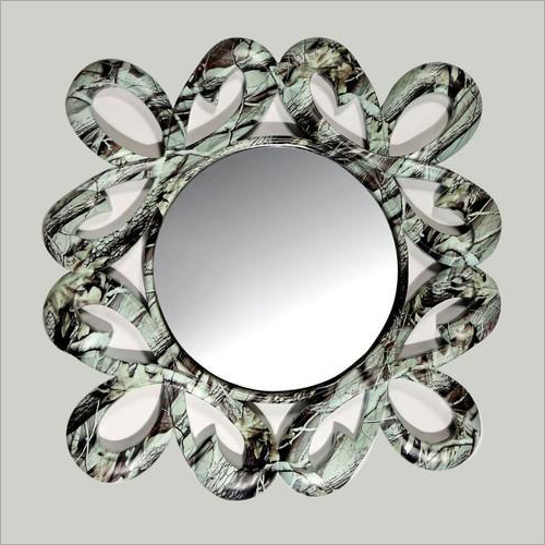 Decorative Mirror - Glass and Wood, 12x12 Inches, Grey | Elegant Design, Matte Finish, Durable Frame, Easy Installation