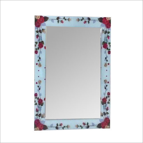 Digital Printed Bathroom Mirror - Glass Wood, 24x36 Inch, 2 cm Frame Thickness | Stylish Design, Clear Reflection, Water Resistant, Easy Installation