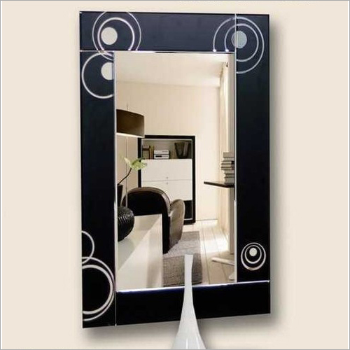 Wall Mounted Bathroom Mirror - Glass Wood 40x60 cm Black | Stylish Design Clear Reflection Durable Frame Easy Installation Included Hardware