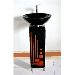 L Band Glass Basin Sink - Glass & Metal, 40x30x80cm, Black | Elegant Design, Easy Installation, Glossy Finish