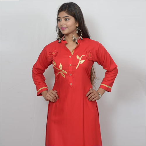 Red Rayon Long Kurtis